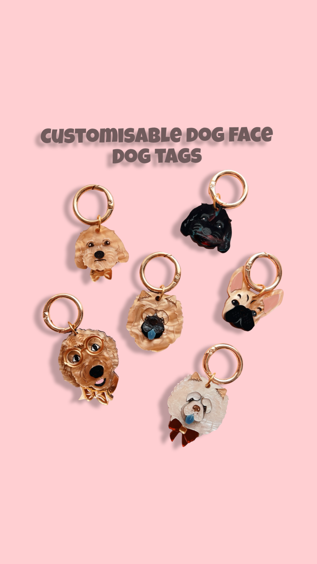 Customised Dog Face Dog Tags