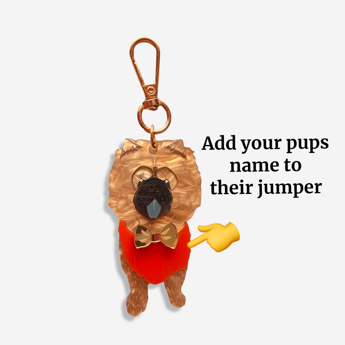 Personlise jumper Chow Chow Bag tag/ Keyring